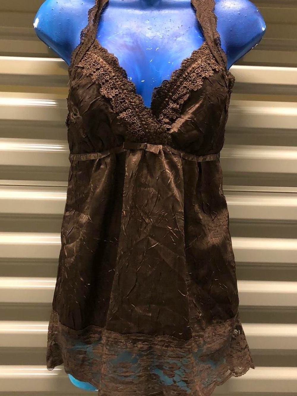 Charlotte Russe Chocolate Brown Lace-Trim babydoll Tank